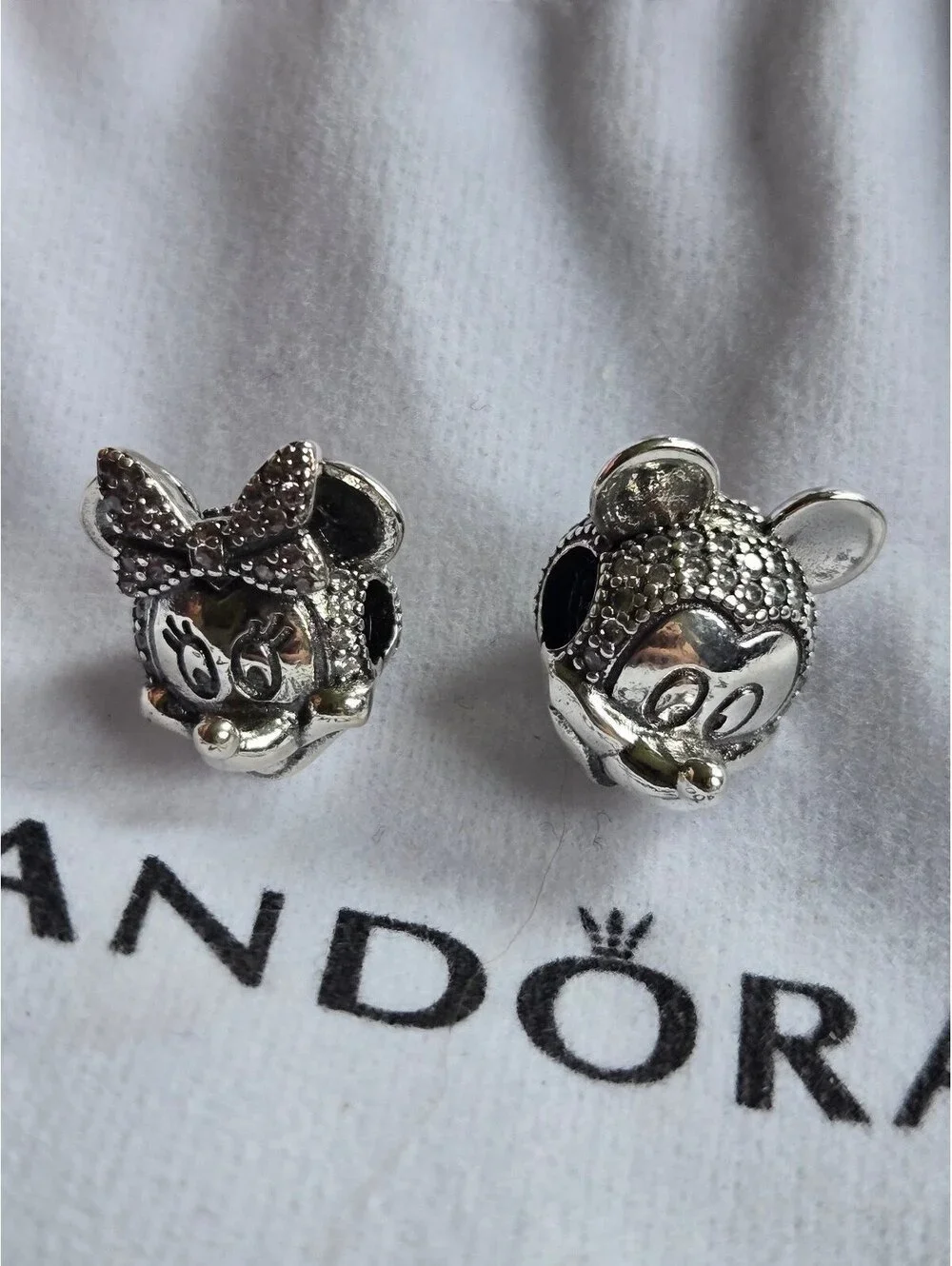 Minnie and mickey pandora charm clip bundle cubic zirconia